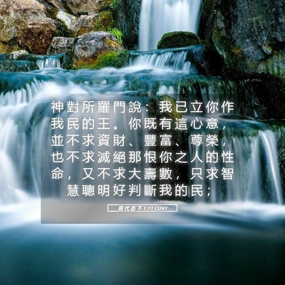 Picture 05 - 歷 代 志 下 1:11 CUVT - 神 對 所 羅 門 說 ： 我 已 立 你 作 - Bible Verse Picture