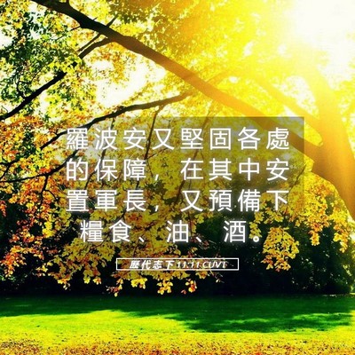 Picture 05 - 歷 代 志 下 11:11 CUVT - 羅 波 安 又 堅 固 各 處 的 保 障 ， - Bible Verse Picture