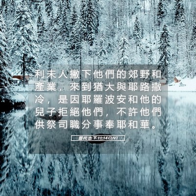 Picture 05 - 歷 代 志 下 11:14 CUVT - 利 未 人 撇 下 他 們 的 郊 野 和 產 - Bible Verse Picture