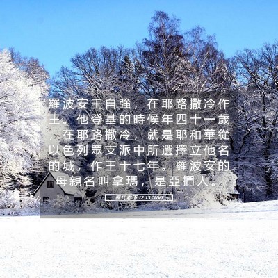 Picture 05 - 歷 代 志 下 12:13 CUVT - 羅 波 安 王 自 強 ， 在 耶 路 撒 冷 - Bible Verse Picture