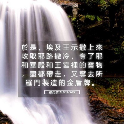Picture 05 - 歷 代 志 下 12:9 CUVT - 於 是 ， 埃 及 王 示 撒 上 來 攻 取 - Bible Verse Picture
