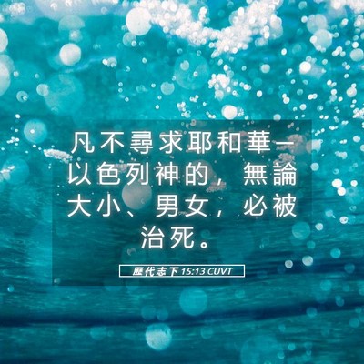 Picture 05 - 歷 代 志 下 15:13 CUVT - 凡 不 尋 求 耶 和 華 ─ 以 色 列 神 - Bible Verse Picture