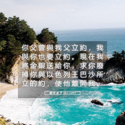 Picture 05 - 歷 代 志 下 16:3 CUVT - 你 父 曾 與 我 父 立 約 ， 我 與 你 - Bible Verse Picture