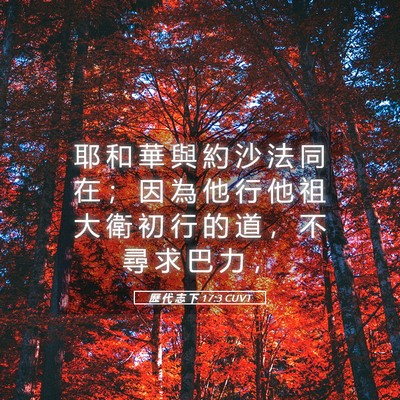 Picture 05 - 歷 代 志 下 17:3 CUVT - 耶 和 華 與 約 沙 法 同 在 ； 因 為 - Bible Verse Picture