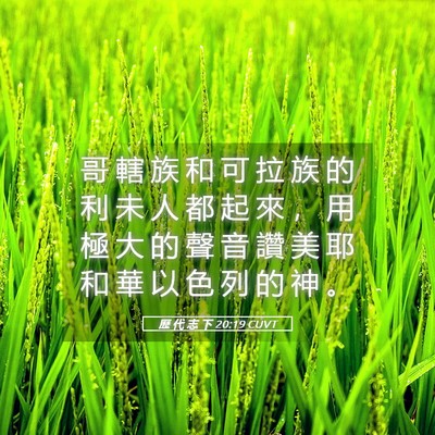 Picture 05 - 歷 代 志 下 20:19 CUVT - 哥 轄 族 和 可 拉 族 的 利 未 人 都 - Bible Verse Picture