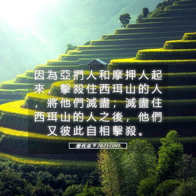 Picture 05 - 歷 代 志 下 20:23 CUVT - 因 為 亞 捫 人 和 摩 押 人 起 來 ， - Bible Verse Picture