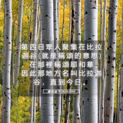 Picture 05 - 歷 代 志 下 20:26 CUVT - 第 四 日 眾 人 聚 集 在 比 拉 迦 谷 ( - Bible Verse Picture