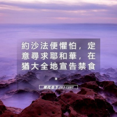 Picture 05 - 歷 代 志 下 20:3 CUVT - 約 沙 法 便 懼 怕 ， 定 意 尋 求 耶 - Bible Verse Picture