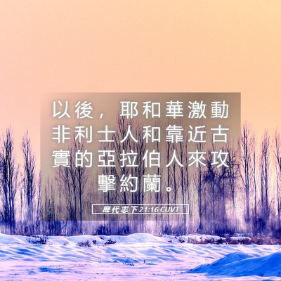 Picture 05 - 歷 代 志 下 21:16 CUVT - 以 後 ， 耶 和 華 激 動 非 利 士 人 - Bible Verse Picture