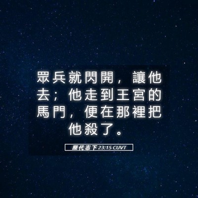 Picture 05 - 歷 代 志 下 23:15 CUVT - 眾 兵 就 閃 開 ， 讓 他 去 ； 他 走 - Bible Verse Picture