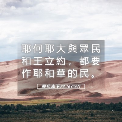 Picture 05 - 歷 代 志 下 23:16 CUVT - 耶 何 耶 大 與 眾 民 和 王 立 約 ， - Bible Verse Picture