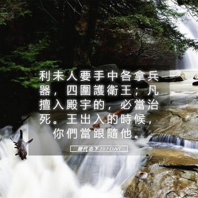Picture 05 - 歷 代 志 下 23:7 CUVT - 利 未 人 要 手 中 各 拿 兵 器 ， 四 - Bible Verse Picture