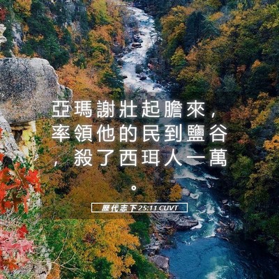 Picture 05 - 歷 代 志 下 25:11 CUVT - 亞 瑪 謝 壯 起 膽 來 ， 率 領 他 的 - Bible Verse Picture