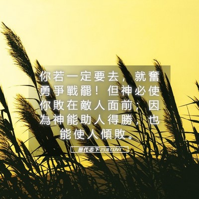 Picture 05 - 歷 代 志 下 25:8 CUVT - 你 若 一 定 要 去 ， 就 奮 勇 爭 戰 - Bible Verse Picture