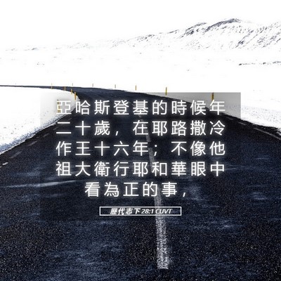 Picture 05 - 歷 代 志 下 28:1 CUVT - 亞 哈 斯 登 基 的 時 候 年 二 十 歲 - Bible Verse Picture