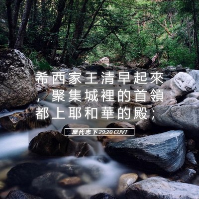 Picture 05 - 歷 代 志 下 29:20 CUVT - 希 西 家 王 清 早 起 來 ， 聚 集 城 - Bible Verse Picture