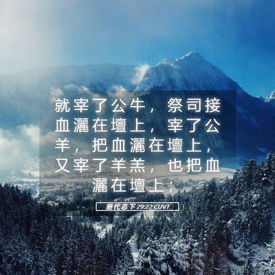 Picture 05 - 歷 代 志 下 29:22 CUVT - 就 宰 了 公 牛 ， 祭 司 接 血 灑 在 - Bible Verse Picture