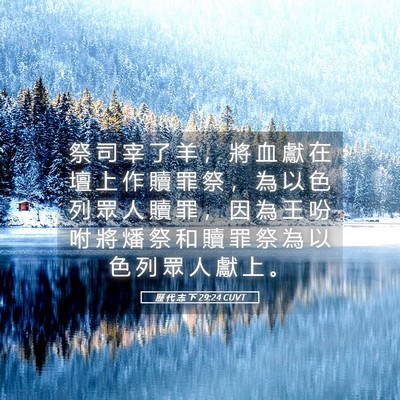 Picture 05 - 歷 代 志 下 29:24 CUVT - 祭 司 宰 了 羊 ， 將 血 獻 在 壇 上 - Bible Verse Picture