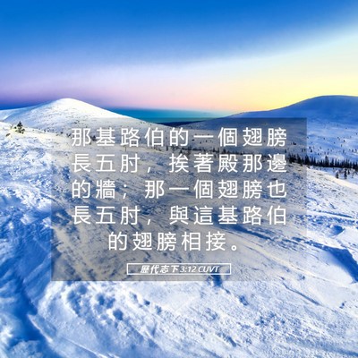 Picture 05 - 歷 代 志 下 3:12 CUVT - 那 基 路 伯 的 一 個 翅 膀 長 五 肘 - Bible Verse Picture