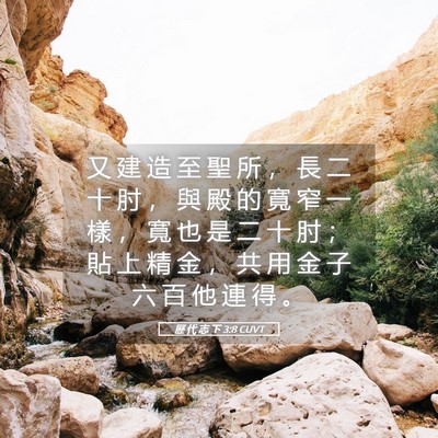Picture 05 - 歷 代 志 下 3:8 CUVT - 又 建 造 至 聖 所 ， 長 二 十 肘 ， - Bible Verse Picture