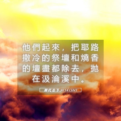 Picture 05 - 歷 代 志 下 30:14 CUVT - 他 們 起 來 ， 把 耶 路 撒 冷 的 祭 - Bible Verse Picture