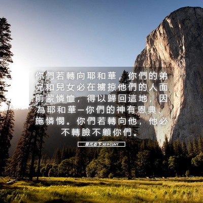 Picture 05 - 歷 代 志 下 30:9 CUVT - 你 們 若 轉 向 耶 和 華 ， 你 們 的 - Bible Verse Picture