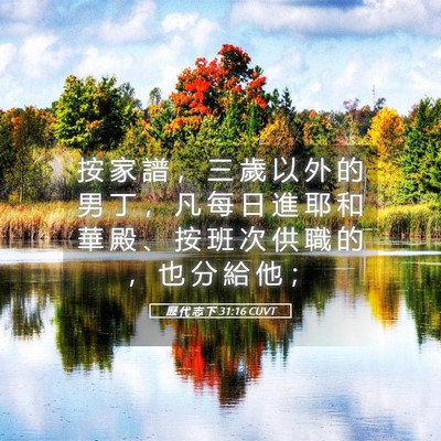 Picture 05 - 歷 代 志 下 31:16 CUVT - 按 家 譜 ， 三 歲 以 外 的 男 丁 ， - Bible Verse Picture