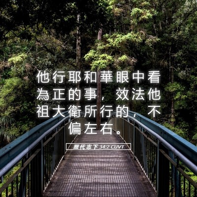 Picture 05 - 歷 代 志 下 34:2 CUVT - 他 行 耶 和 華 眼 中 看 為 正 的 事 - Bible Verse Picture