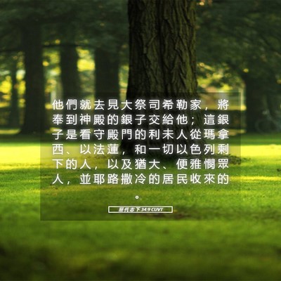 Picture 05 - 歷 代 志 下 34:9 CUVT - 他 們 就 去 見 大 祭 司 希 勒 家 ， - Bible Verse Picture