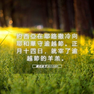 Picture 05 - 歷 代 志 下 35:1 CUVT - 約 西 亞 在 耶 路 撒 冷 向 耶 和 華 - Bible Verse Picture