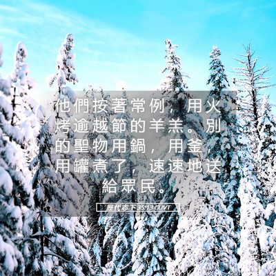 Picture 05 - 歷 代 志 下 35:13 CUVT - 他 們 按 著 常 例 ， 用 火 烤 逾 越 - Bible Verse Picture