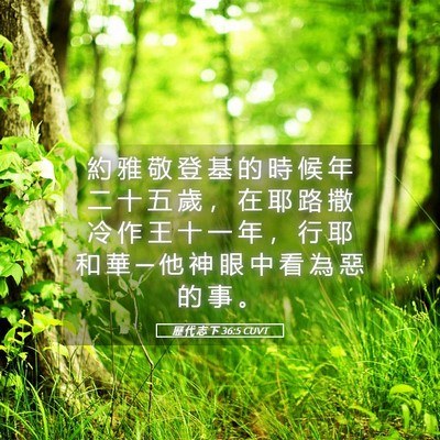 Picture 05 - 歷 代 志 下 36:5 CUVT - 約 雅 敬 登 基 的 時 候 年 二 十 五 - Bible Verse Picture