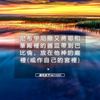 Picture 05 - 歷 代 志 下 36:7 CUVT - 尼 布 甲 尼 撒 又 將 耶 和 華 殿 裡 - Bible Verse Picture
