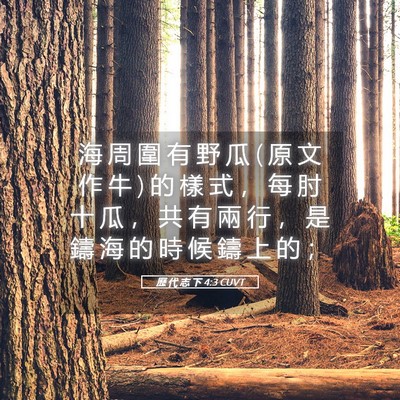 Picture 05 - 歷 代 志 下 4:3 CUVT - 海 周 圍 有 野 瓜 ( 原 文 作 牛 ) 的 - Bible Verse Picture
