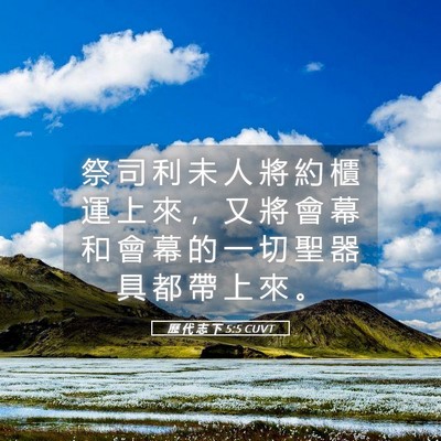 Picture 05 - 歷 代 志 下 5:5 CUVT - 祭 司 利 未 人 將 約 櫃 運 上 來 ， - Bible Verse Picture