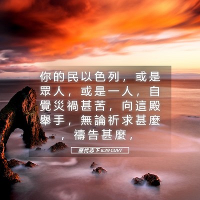 Picture 05 - 歷 代 志 下 6:29 CUVT - 你 的 民 以 色 列 ， 或 是 眾 人 ， - Bible Verse Picture