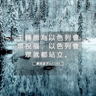 Picture 05 - 歷 代 志 下 6:3 CUVT - 王 轉 臉 為 以 色 列 會 眾 祝 福 ， - Bible Verse Picture