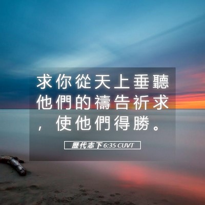 Picture 05 - 歷 代 志 下 6:35 CUVT - 求 你 從 天 上 垂 聽 他 們 的 禱 告 - Bible Verse Picture