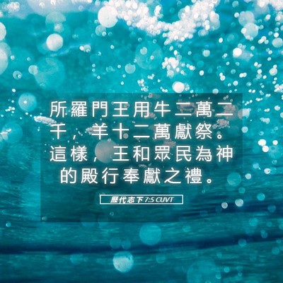 Picture 05 - 歷 代 志 下 7:5 CUVT - 所 羅 門 王 用 牛 二 萬 二 千 ， 羊 - Bible Verse Picture