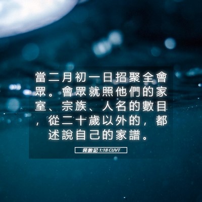 Picture 05 - 民 數 記 1:18 CUVT - 當 二 月 初 一 日 招 聚 全 會 眾 。 - Bible Verse Picture