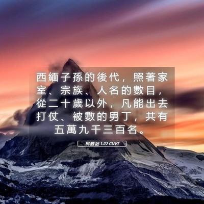 Picture 05 - 民 數 記 1:22 CUVT - 西 緬 子 孫 的 後 代 ， 照 著 家 室 - Bible Verse Picture
