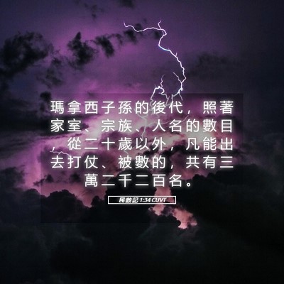 Picture 05 - 民 數 記 1:34 CUVT - 瑪 拿 西 子 孫 的 後 代 ， 照 著 家 - Bible Verse Picture