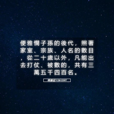 Picture 05 - 民 數 記 1:36 CUVT - 便 雅 憫 子 孫 的 後 代 ， 照 著 家 - Bible Verse Picture