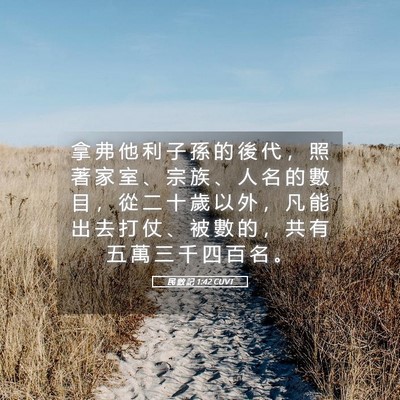 Picture 05 - 民 數 記 1:42 CUVT - 拿 弗 他 利 子 孫 的 後 代 ， 照 著 - Bible Verse Picture