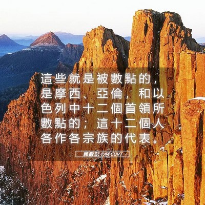 Picture 05 - 民 數 記 1:44 CUVT - 這 些 就 是 被 數 點 的 ， 是 摩 西 - Bible Verse Picture