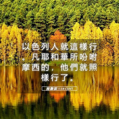 Picture 05 - 民 數 記 1:54 CUVT - 以 色 列 人 就 這 樣 行 。 凡 耶 和 - Bible Verse Picture
