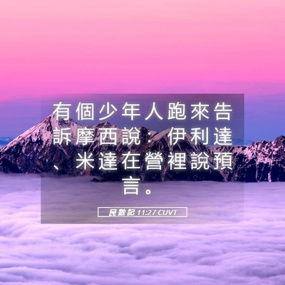 Picture 05 - 民 數 記 11:27 CUVT - 有 個 少 年 人 跑 來 告 訴 摩 西 說 - Bible Verse Picture