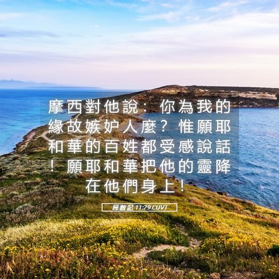Picture 05 - 民 數 記 11:29 CUVT - 摩 西 對 他 說 ： 你 為 我 的 緣 故 - Bible Verse Picture