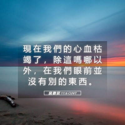 Picture 05 - 民 數 記 11:6 CUVT - 現 在 我 們 的 心 血 枯 竭 了 ， 除 - Bible Verse Picture