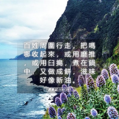 Picture 05 - 民 數 記 11:8 CUVT - 百 姓 周 圍 行 走 ， 把 嗎 哪 收 起 - Bible Verse Picture